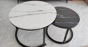 立太（LEADTEK）茶几客厅小户型边几沙发轻奢小桌子现代简约圆形茶几组合茶桌茶台 70CM黑+50CM白+黑架【加粗加厚】 实拍图