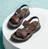 骆驼（CAMEL）男士商务两穿头层牛皮沙滩凉拖鞋 G13M211017 深棕 42 实拍图