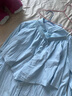 范思蓝恩蓝色衬衫套装女透气2024夏季新款短裤清凉24FS12148 冰川蓝（衬衫） M 实拍图