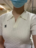 红袖复古绞花短袖针织衫2025夏季新款女装字母绣正肩POLO领别致短上衣 米白004 M 实拍图