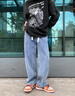 浩术 牛仔裤男秋冬季复古高街宽松直筒抽绳宽松休闲高街潮牌牛仔裤 灰色+浅蓝色【两件装】 2XL 【135-150斤】 实拍图