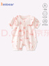 颗粒熊婴儿衣服夏季薄款宝宝短袖纯棉连体衣新生儿百天外出服 粉色66 实拍图