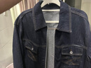 太平鸟男装夹克翻领牛仔明线撞色茄克休闲外套 深蓝色（宽松） S  实拍图