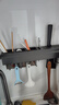 天地鱼不锈钢刀架置物架厨房多功能置物架免打孔壁挂式筷子筒厨房用具 枪灰不锈钢40cm三杯+挂杆【8钩】 实拍图