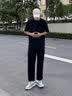 花花公子裤子男士夏季冰丝薄款速干直筒休闲学生宽松阔腿垂感九分小西裤 1216XK黑色 XL （建议130-150斤） 实拍图
