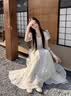 棉致法式高级感方口领连衣裙女2026夏季新款小个子收腰显瘦长裙 6645杏色【高品质45.5】 L 110-125斤 实拍图