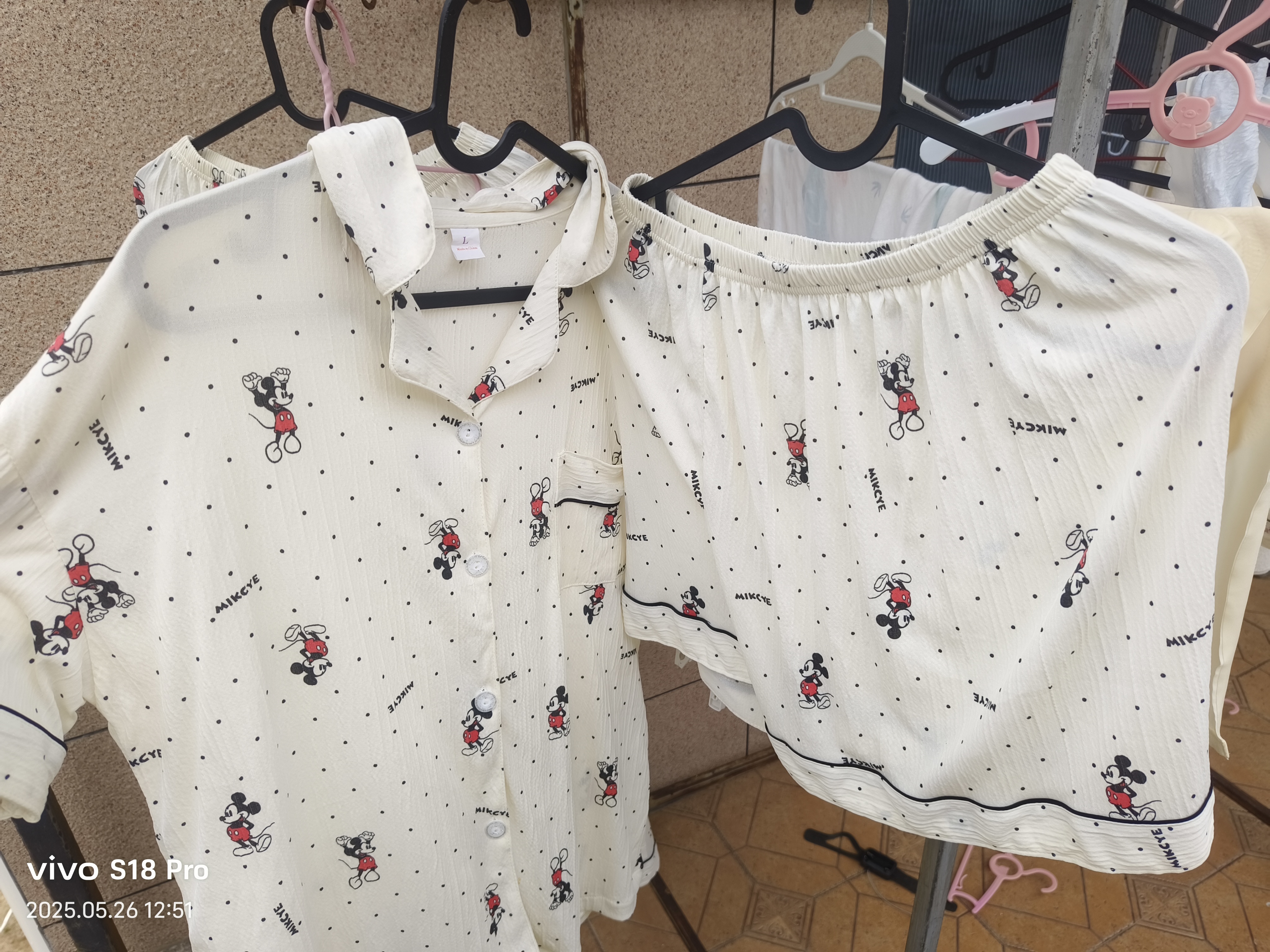 睡衣三件套女新款韩系米奇卡通皱布睡衣甜美休闲短袖家居服夏季 套KK1527 L 【建议100-120斤】 实拍图