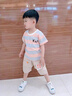 G.DUCKKIDS小黄鸭男童套装2025夏装新款儿童男宝宝短袖条纹撞色短袖两件套短 KK短袖套装橘色 80 cm 实拍图