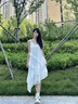 UNIFREE【明星同款】蕾丝吊带连衣裙不规则纯欲中长款蛋糕裙 白色 S 实拍图