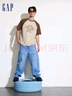Gap男女装夏季撞色插肩袖logo圆领短袖T恤宽松上衣463174 卡其色 3XL (185/108A)亚洲尺码 实拍图