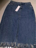 百图betu女装秋新款半身裙复古流苏高腰开叉牛仔半身裙女2307T54 牛仔色 S 实拍图
