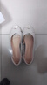 ZHR头层牛皮单鞋女气质优雅鱼嘴粗跟凉鞋一脚蹬通勤鞋子女KM53米色37 实拍图