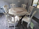 银拱门欧式实木餐桌餐椅组合圆餐桌家用大理石圆桌带转盘小户型吃饭桌子 1.3米送转盘 一桌六椅经典款 实拍图
