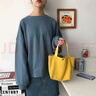 途尊（kingtrip）女士手提包ins日系灯芯绒糖果色便当包女可爱手提便当袋上班带饭 黄色 实拍图