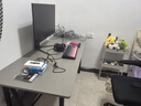 灏森梦双人电脑桌简约台式家用电竞游戏桌卧室办公书桌学习桌写字桌子 【双人位】带层架-灰色160*60CM 实拍图