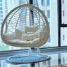 户外秋千吊篮椅庭院双人吊椅家用阳台室内网红鸟巢吊床藤椅摇摇椅 双人双杆简约白麻花波浪款 实拍图