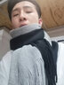 安之尚 围巾男冬季新款韩版百搭简约男士围巾学生围脖针织毛线长款年轻人 黑灰【胡一天同款】 实拍图