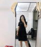 FILA 斐乐官方女子针织连衣裙时尚修身POLO领短袖裙子 正黑色-BK L (170) 88A 实拍图