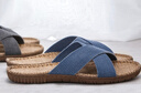 硕牌亚麻家居拖鞋3306男士夏季家居厚底防滑吸汗透气大码外穿 蓝灰牛仔 42-43 实拍图