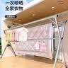 免安装晾衣架落地架伸缩折叠晒衣架双杆阳台挂衣架X型伸缩晾衣杆 特粗防锈2.4米三杆【赠30防风钩 实拍图