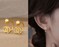 WOUG金店款2025新款时尚百搭简约女生黄耳环小香风礼物金色耳钉 保色电镀(小香风) 实拍图