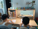 京东京造创想家Pro儿童学习桌书桌椅套装实木升降学生写字桌AA灯1.2m蓝 实拍图