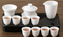 京东京造 整套茶具 羊脂玉功夫茶具高端泡茶会客茶杯套装白瓷盖碗15件套装 实拍图