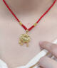 中国黄金（CHINA GOLD）平安锁黄金项链男女足金吊坠长命锁挂坠情人节送生日礼物婴儿宝宝 平安锁吊坠+4金珠【红绳+挚爱礼盒】约1.9g 实拍图