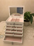 MIZHI首饰盒木质梳妆台耳环珠宝戒指盒超大容量多层收纳盒桌面创意礼物 6层5抽 29.8*19.8*26cm 镜子款 象牙白 1个 实拍图