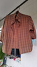 棉质衬衫女文艺通勤风竖条纹纽扣双层棉纱长袖宽松显瘦减龄开衫 粉色 L 实拍图