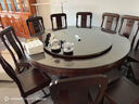 法仕宾全实木印尼紫檀木中式餐桌椅组合雕花圆形吃饭大圆桌子带转盘家用 2米一桌12椅+3C玻璃+实木转盘 实拍图