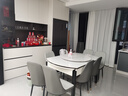 丰舍 餐桌 岩板实木餐桌椅组合现代简约家用小户型餐台可伸缩折叠饭桌 1.5米黑白色【雪山白岩板】 一桌八椅 实拍图