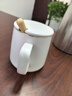 传旗陶瓷马克杯带勺盖咖啡杯牛奶杯早餐杯办公杯男女茶杯描金白400ml 实拍图
