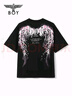BOY LONDON【繁花】潮牌情侣款短袖樱花翅膀花卉印花T恤N01712 黑色 L 实拍图