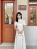 香影新中式国风立领连衣裙女2025夏季新款改良旗袍风白色提花裙子 米白 斜襟款 暗纹提花 S 155/80A/85-95斤 实拍图