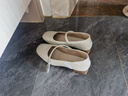 ZHR单鞋女优雅气质一字带玛丽珍鞋女粗跟时尚女鞋 AH506 米色 36  实拍图