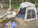 自由客黑胶帐篷天幕帐篷二合一露营户外全自动遮阳棚防晒露营装备全套 加大号【两门四窗5-8人】+防潮垫 防晒加厚黑胶【落地全景窗】 实拍图