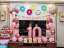 多美忆 生日场景布置女孩生日气球装饰儿童生日快乐粉色爱心桌飘可爱猫 实拍图