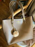 花迹品牌真皮托特包女士单肩包2025新牛皮软包时尚百搭日常情人节包包 卡其色 实拍图