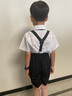 GOKU男童礼服套装幼儿园演出服背带裤夏季小主持人儿童西装毕业服花童 黑色裤子+衬衫+背带+领结 130 建议体重43-50斤 实拍图