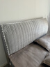 新款绒料加厚夹棉床头靠垫现代简约床头罩纯色绗缝布艺床头套全包 荷兰绒【格子款-浅灰】加厚夹棉 适用床头长1.5米【高度65cm内】 实拍图
