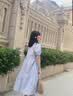 世希大码女装韩版宽松遮肚子连衣裙女夏季胖妹妹显瘦减龄学院风中长裙 蓝色 L [建议100-120斤] 实拍图