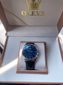欧利时（OLEVS）瑞士认证手表男全自动机械表进口机芯夜光男士品牌手表礼物送男友 玫蓝皮表-进口机芯 终身质保 实拍图