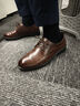 意尔康男鞋圆头商务正装鞋春秋单鞋系带皮鞋德比婚鞋 53449W 棕色 38 实拍图