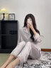 瑶梦令【实用礼物】轻奢睡衣女高端仿真丝家居服礼盒装生日礼物送闺蜜 浅紫优雅【长袖长裤】-送礼首选 M 【80-105斤】 实拍图