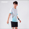 川崎（KAWASAKI）羽毛球服套装夏款运动速干短袖T恤训练队服A1806 男款白黑 XL 实拍图