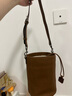 裘真情人节礼物抽绳水桶包女植鞣头层牛皮包包复古通勤单肩斜跨休闲包 大象灰-中号 实拍图