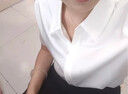 Amerpin重磅真丝衬衫女100%桑蚕丝衬衫女长袖新款丝滑高级上衣衬衣职业装 白色（礼盒包装） L 【推荐体重:110-125斤】 实拍图