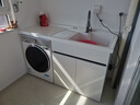 希尚洗衣机柜全铝蜂窝铝暖白阳台柜滚筒洗衣机伴侣带搓板石英石洗衣柜 150cm白色右盆-暖白全铝蜂窝铝 实拍图