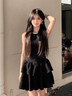 JIOESC小黑裙生日礼裙法式气质千金高级感收腰连衣裙女装无袖蛋糕短裙蓬 黑色 S 80-95斤 实拍图